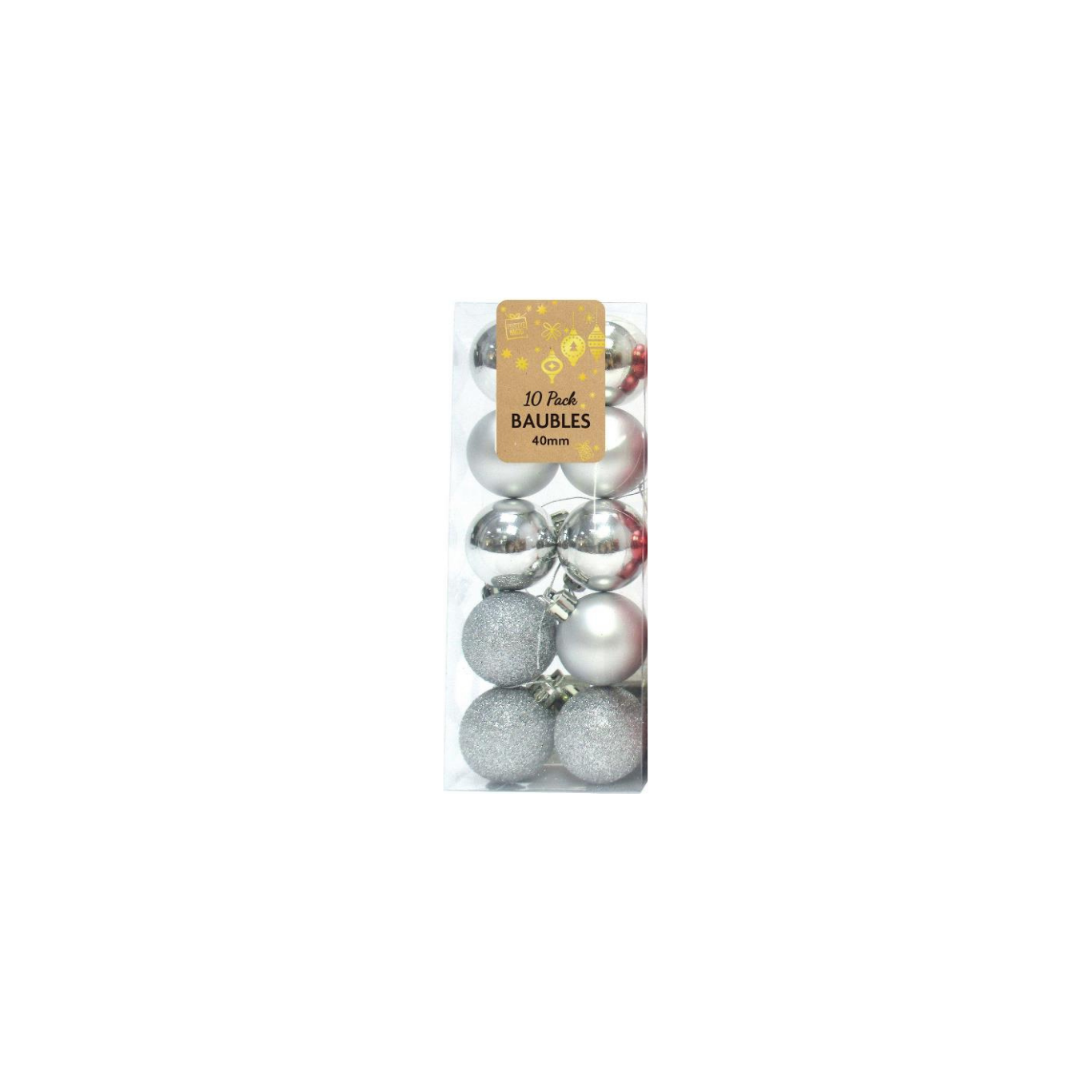 Baubles 30mm 10pcs- ( Assorted Various Colours)