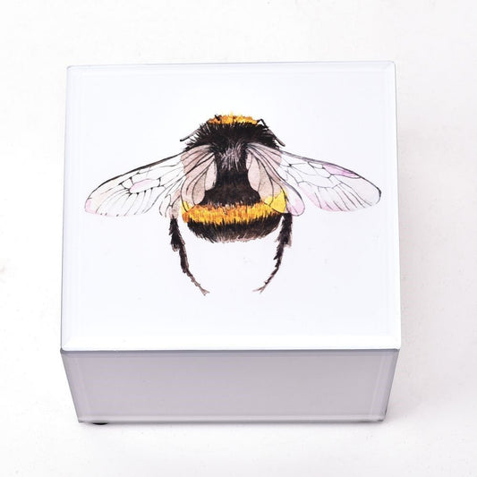 Hestia Bee Design Glass Trinket Box 12 cm x 12 cm