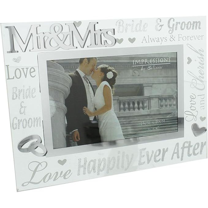 Mirror 3d Word Wedding Frame 6"x4" Mr & Mrs