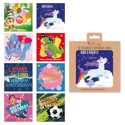 Children's Birthday Cards - pack of 8 various