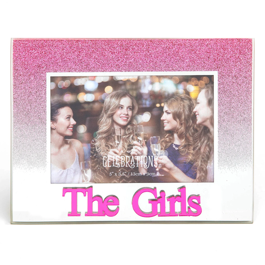 Pink Glitter/Acrylic Frame 5" x 3.5" - The Girls