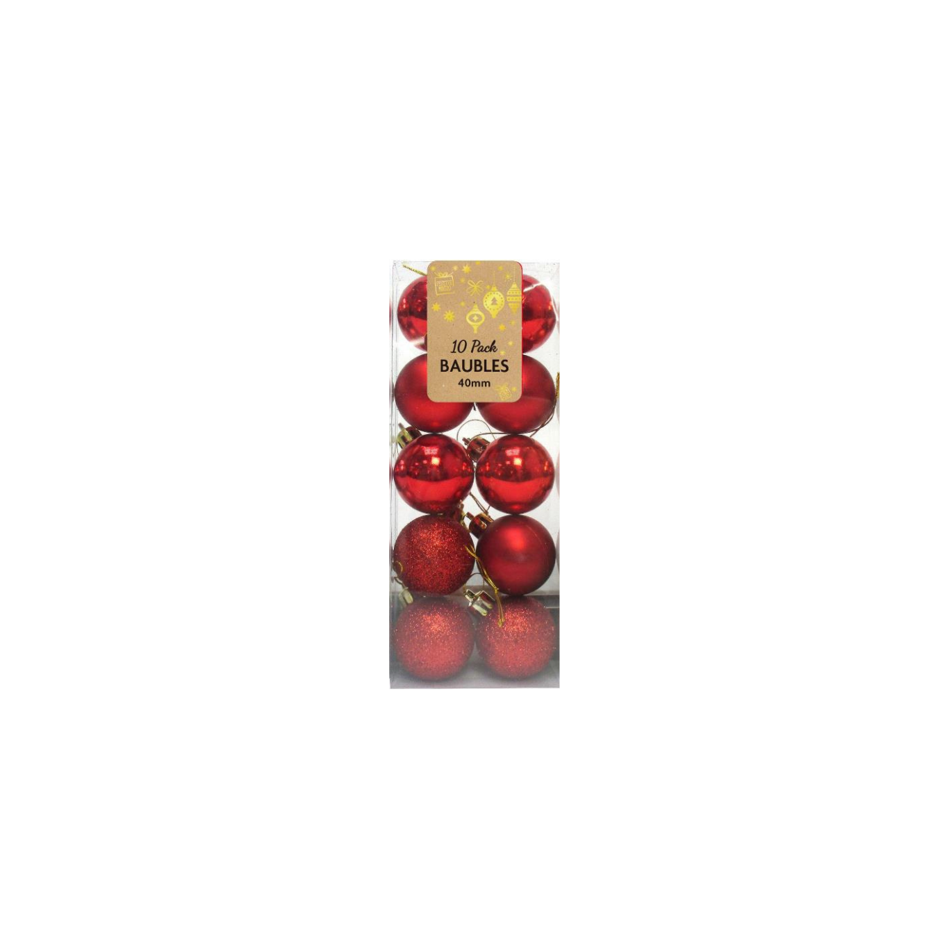Baubles 30mm 10pcs- ( Assorted Various Colours)