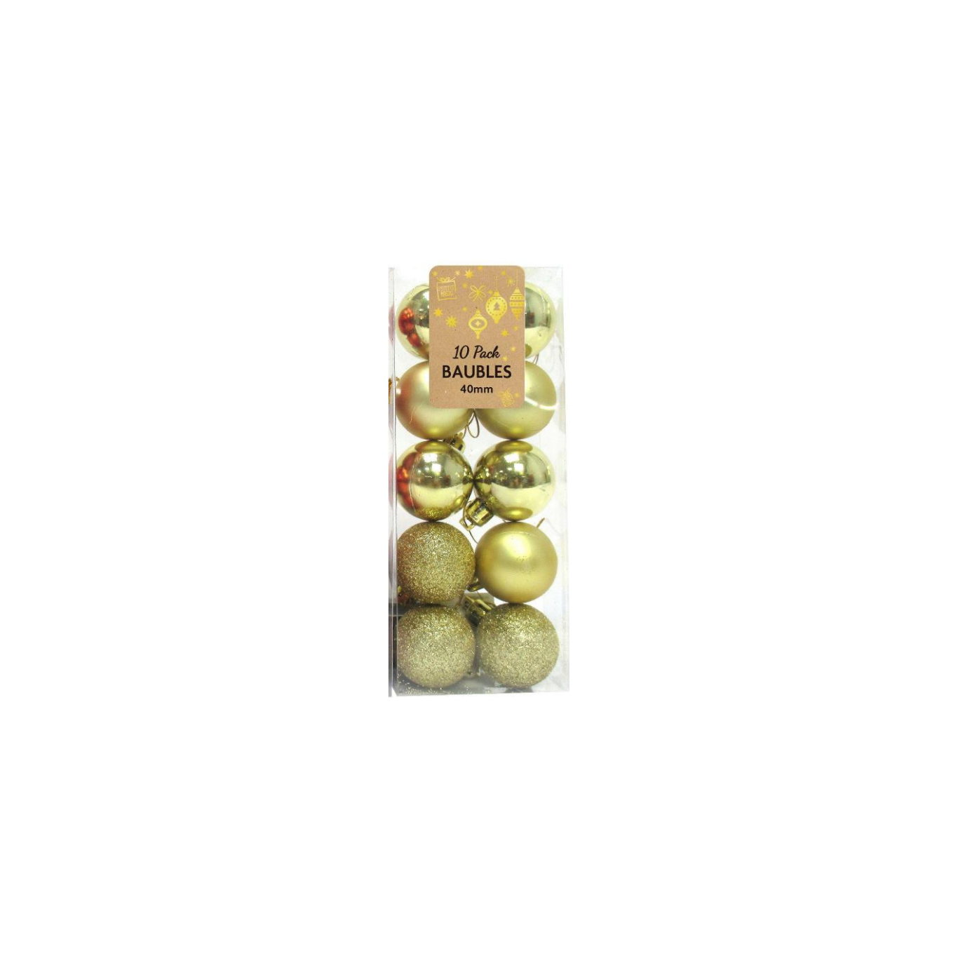 Baubles 30mm 10pcs- ( Assorted Various Colours)