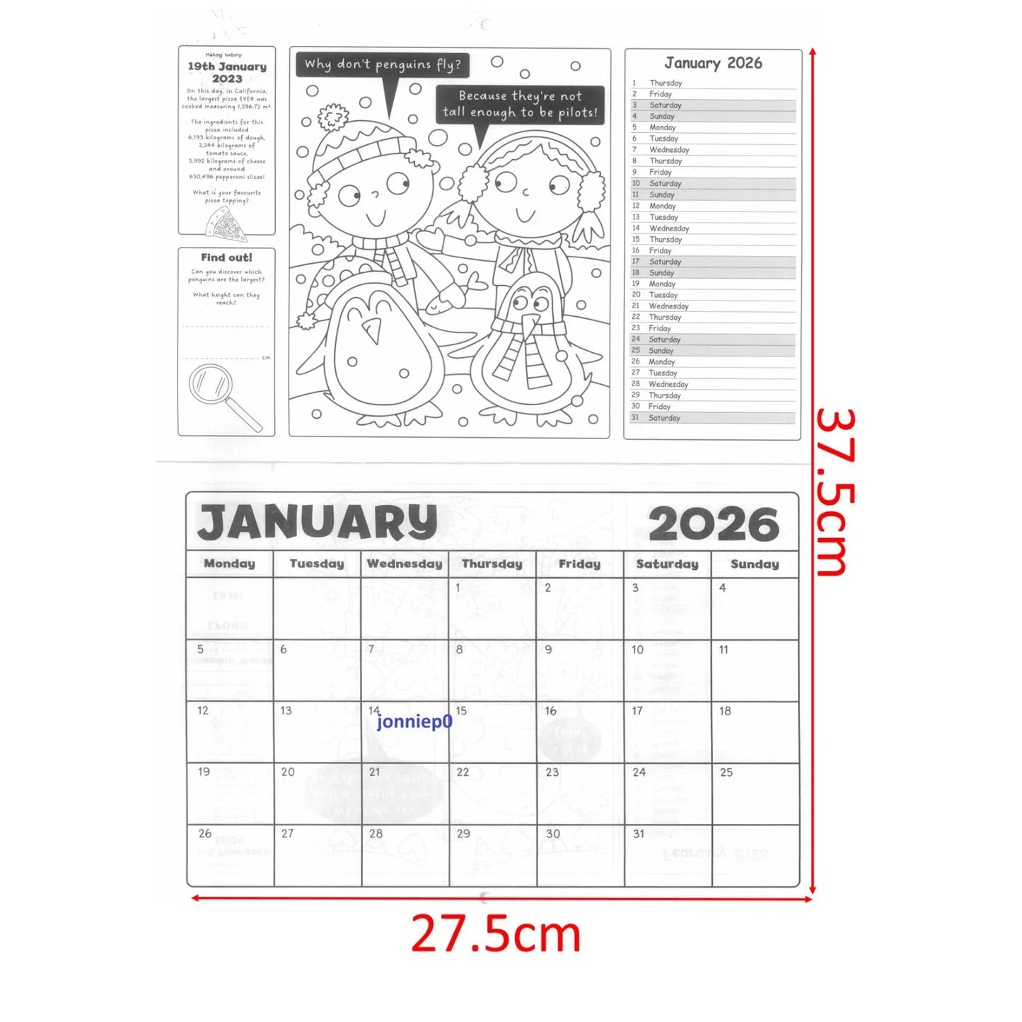 Kids Colour Your own 2026 Calendar