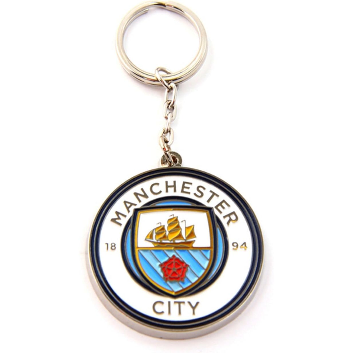 Manchester City Official Metal Football Keyring