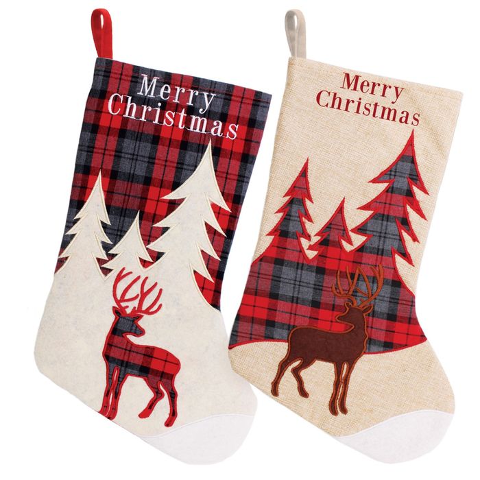 Tartan Tree/Stag Christmas Stocking
