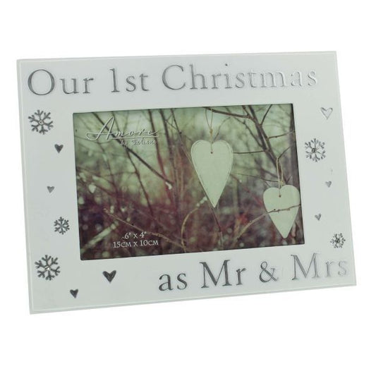 Xmas Amore Hand Painted Resin Frame Our First Christmas as Mr & Mrs