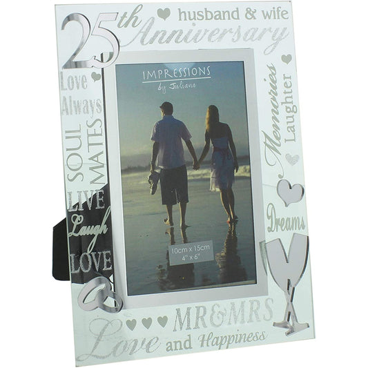 Mirror 3D Words Anniversary Frame 4" x 6" - 25 Years
