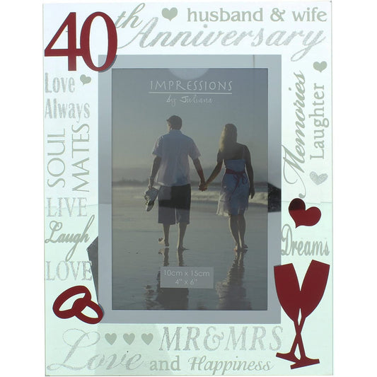 Mirror 3D Words Anniversary Frame 4" x 6" - 40 Years