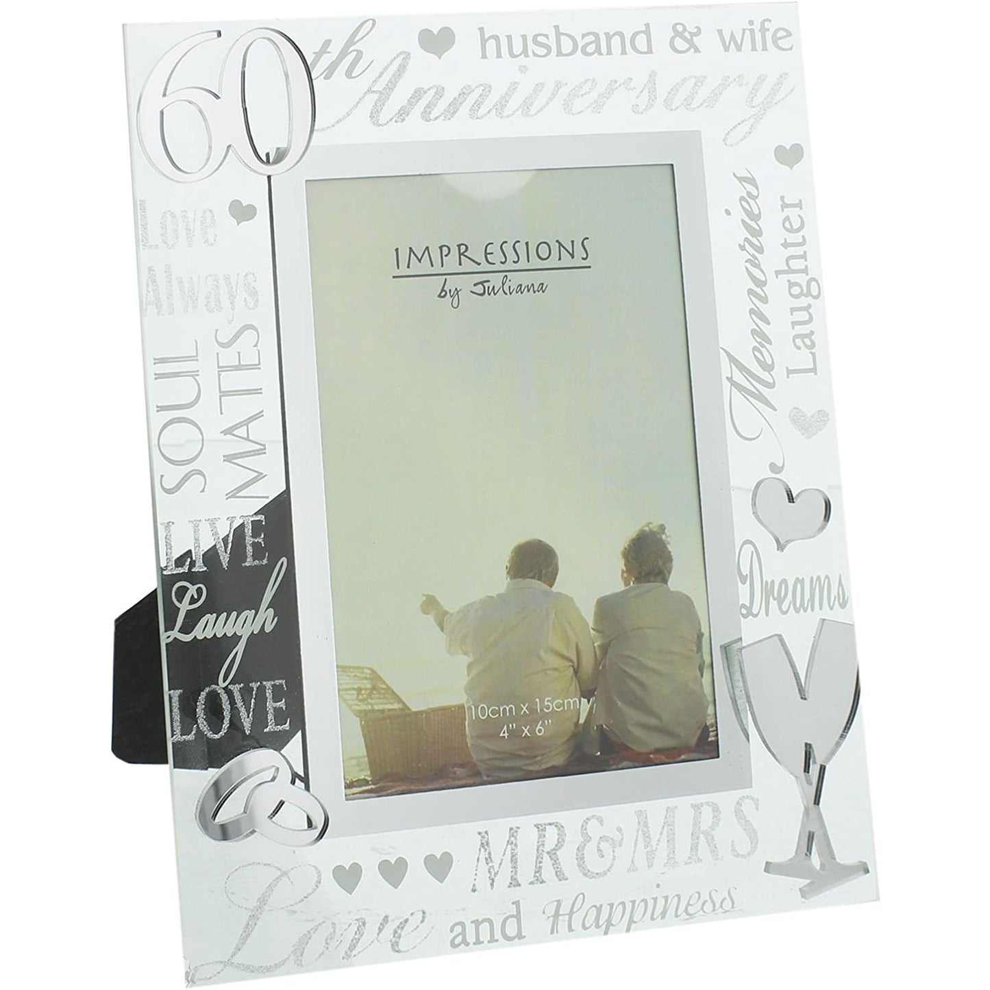 Mirror 3D Words Anniversary Frame 4" x 6" - 60 Years