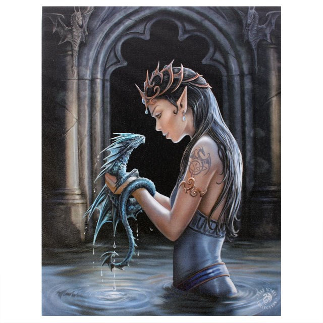 19x25cm Canvas by Anne Stokes  Water Dragon