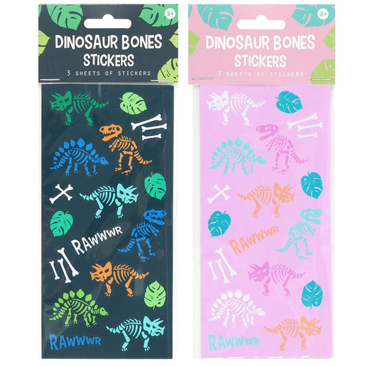 Dinosaurs Bone Stickers Pink and Blue