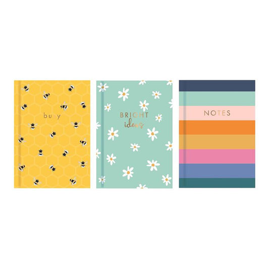 A6 Hard Backed Note Books - Bright Designs Assorted