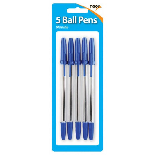 Tiger Blue Ball Point Pens - 5pk