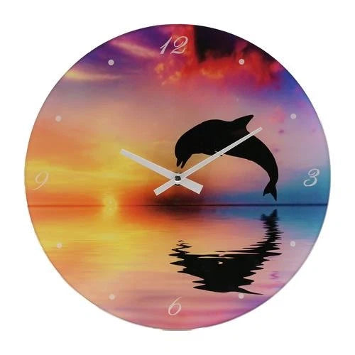 Dolphin Glass Wall Clock