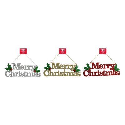 Glitter Merry Christmas  Plaque 29cm