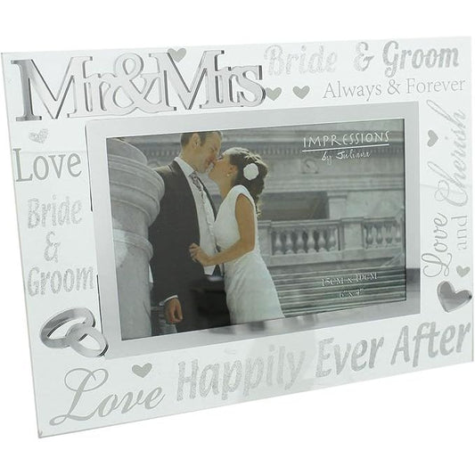Mirror 3d Word Wedding Frame 6"x4" Mr & Mrs