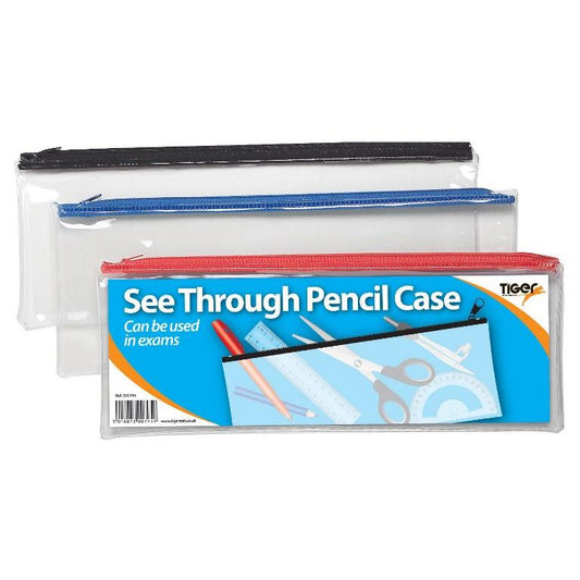 Tiger Large Clear Exam Pencil Case