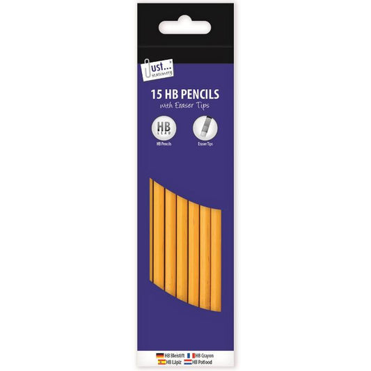 HB Pencils With Eraser Tops 15pk
