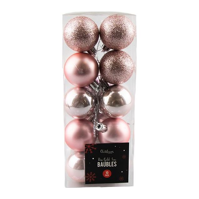 Rose Gold Baubles 10pcs