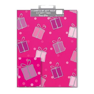 Folded Wrap with Tags - Present Pink