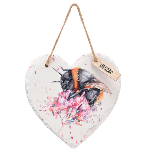 Meg Hawkins Slate Hanging Heart - Bee