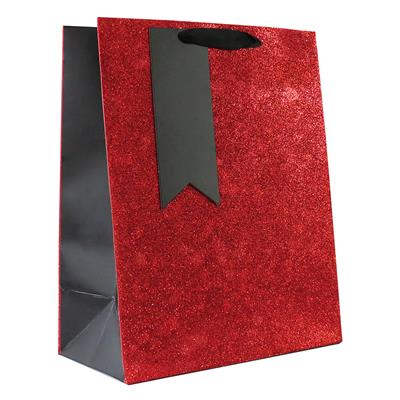 Gift Bags Medium Portrait Red Glitter