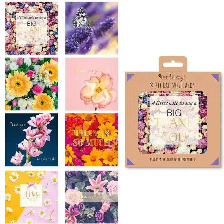 Floral Thank You Note Cards pk 8